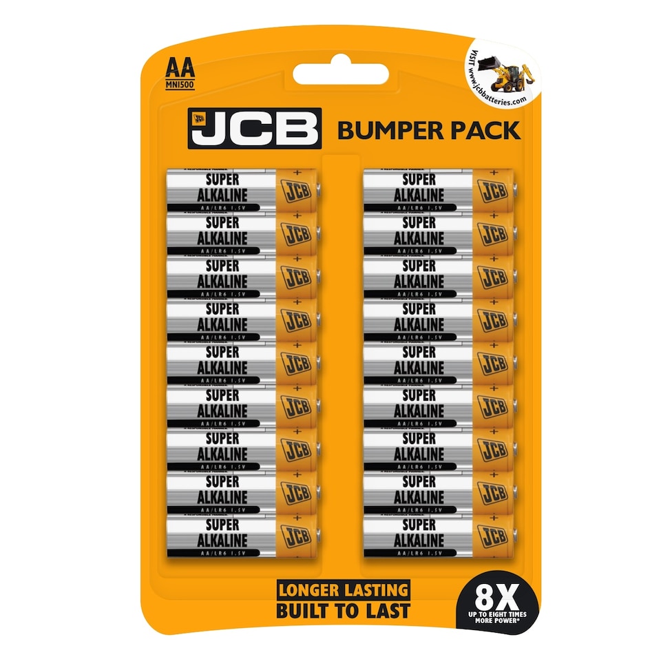 JCB AAA Alkaline Batteries - Bumper Pack of 18 | Multi | AAA | 18