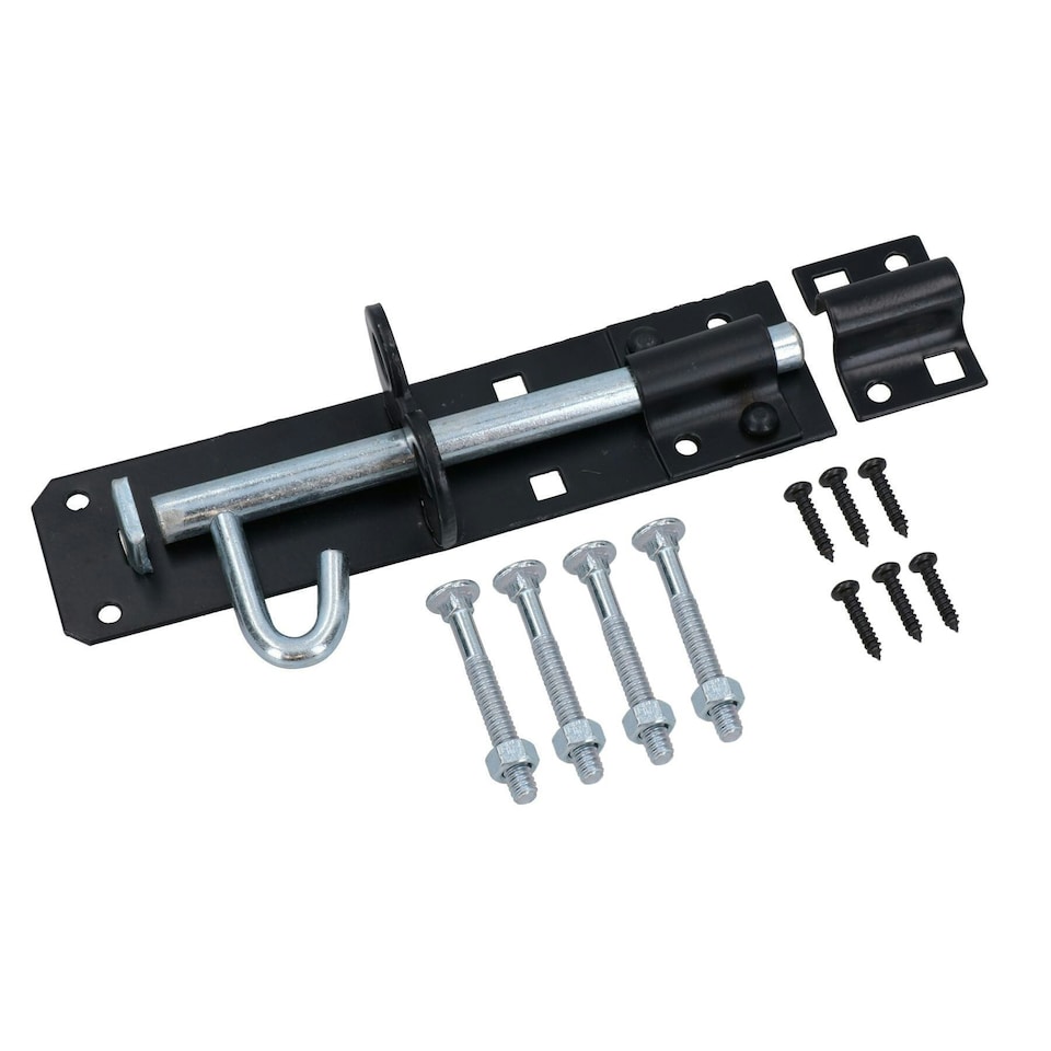 image 1 of 6" (150mm) Brenton Slip Bolt Padbolt Slide Latch Lock Catch Sheds Gates Black