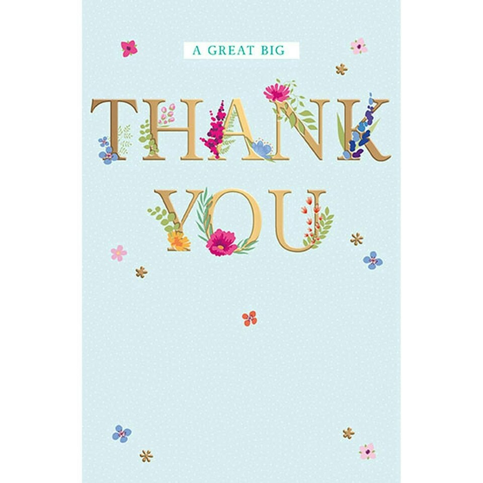 Words 'n' Wishes Traditional Thank You Card, Flowers Thank You Card, Multi-coloured 20.3 x 13.4 cms