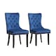 image 2 of Blue Set of Six Studded Velvet Dining Chair with Ring Knocker Detail Blue
