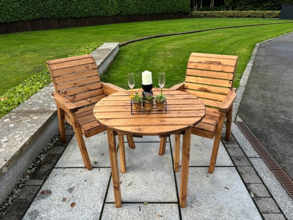 image 1 of Thatcham Two Seater Outdoor Dinner Set - Timber - L100 x W220 x H98 cm - Fully Assembled