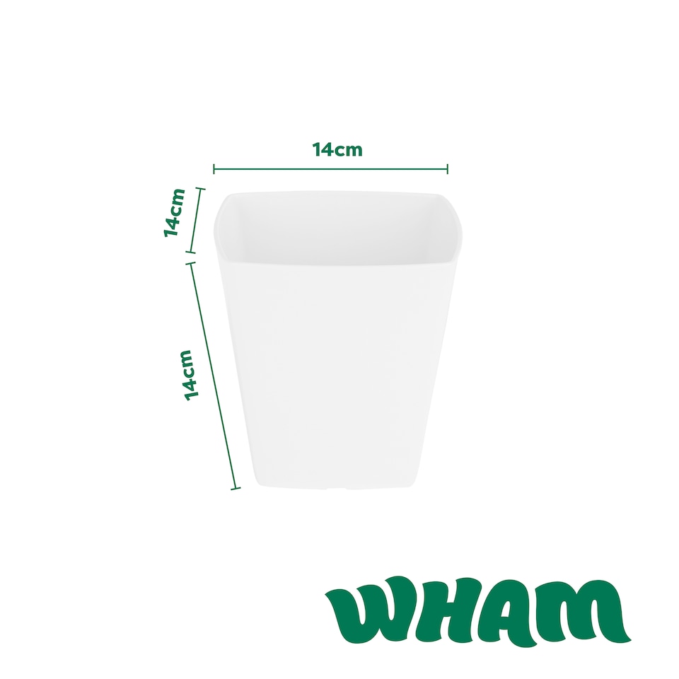 image 1 of Wham studio 4x 14cm Square Plastic Planter | White | Ice White