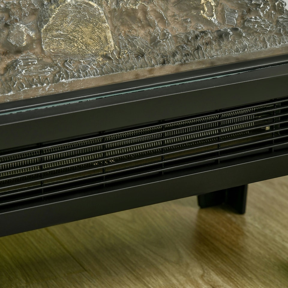 image 1 of HOMCOM 180° Charming Electric Fireplace Heater, Quiet Freestanding Stove, Black