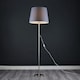 image 3 of ValueLights Modern Floor Lamp In Brushed Chrome Metal Finish With Extra Large Grey Shade