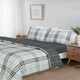 image 2 of Harris Check Microfibre Complete Duvet Set with Fitted Sheet Grey | Single