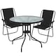 image 1 of Garden Table & Folding Deck Chairs Set 2 4 Seater Outdoor Patio Dining Furniture | Black | Table + 2 Black Chairs