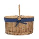 image 3 of Light Steamed Oval Lidded Wicker Basket with Lining Blue | Blue | One Size