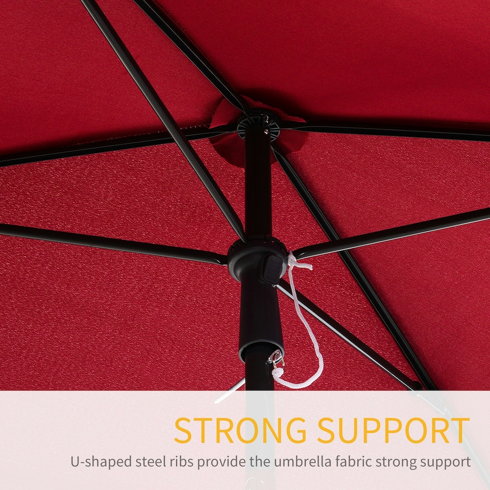 image 1 of Outsunny Aluminium Sun Umbrella Parasol Patio Rectangular 2M x 1.3M Red