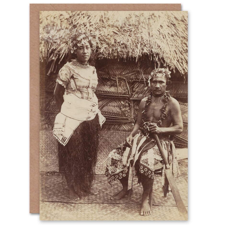 image 1 of Burton Brothers Samoan Chief Justice and His Wife Art Greeting Card