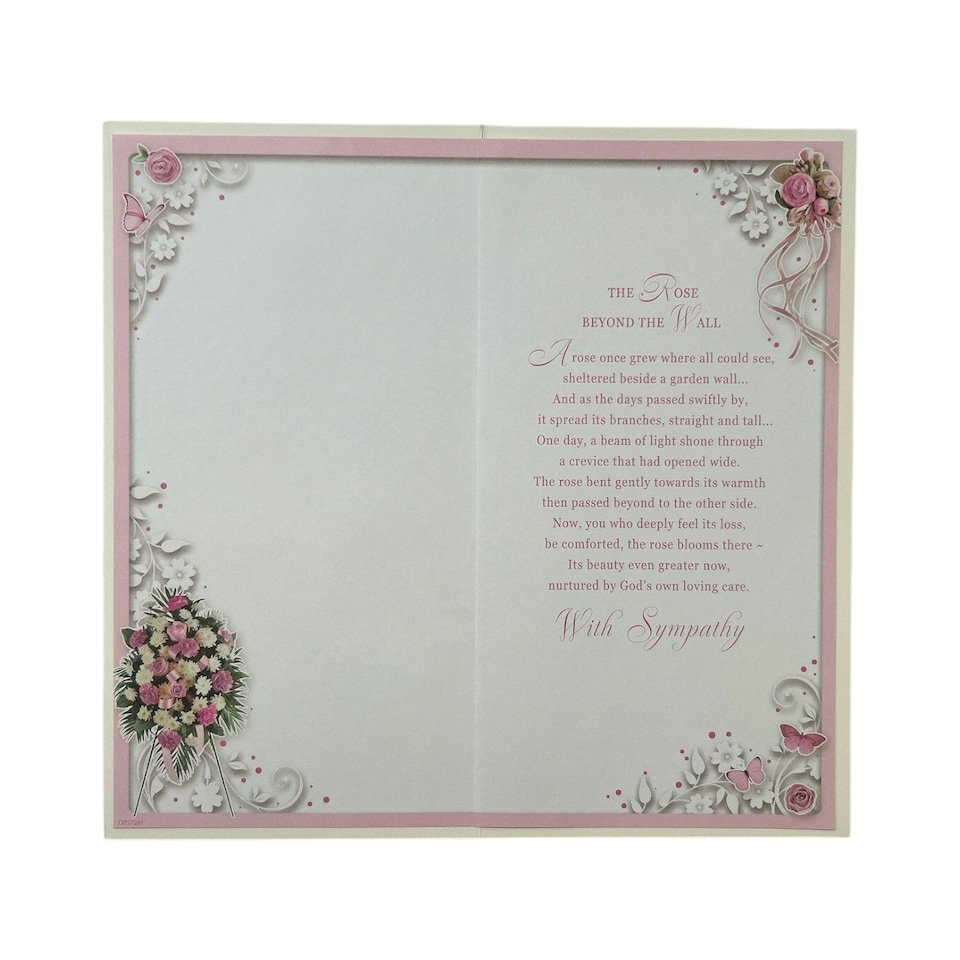 image 1 of On The Loss of Your Daughter Embossed Flowers Design Sympathy Opacity Card