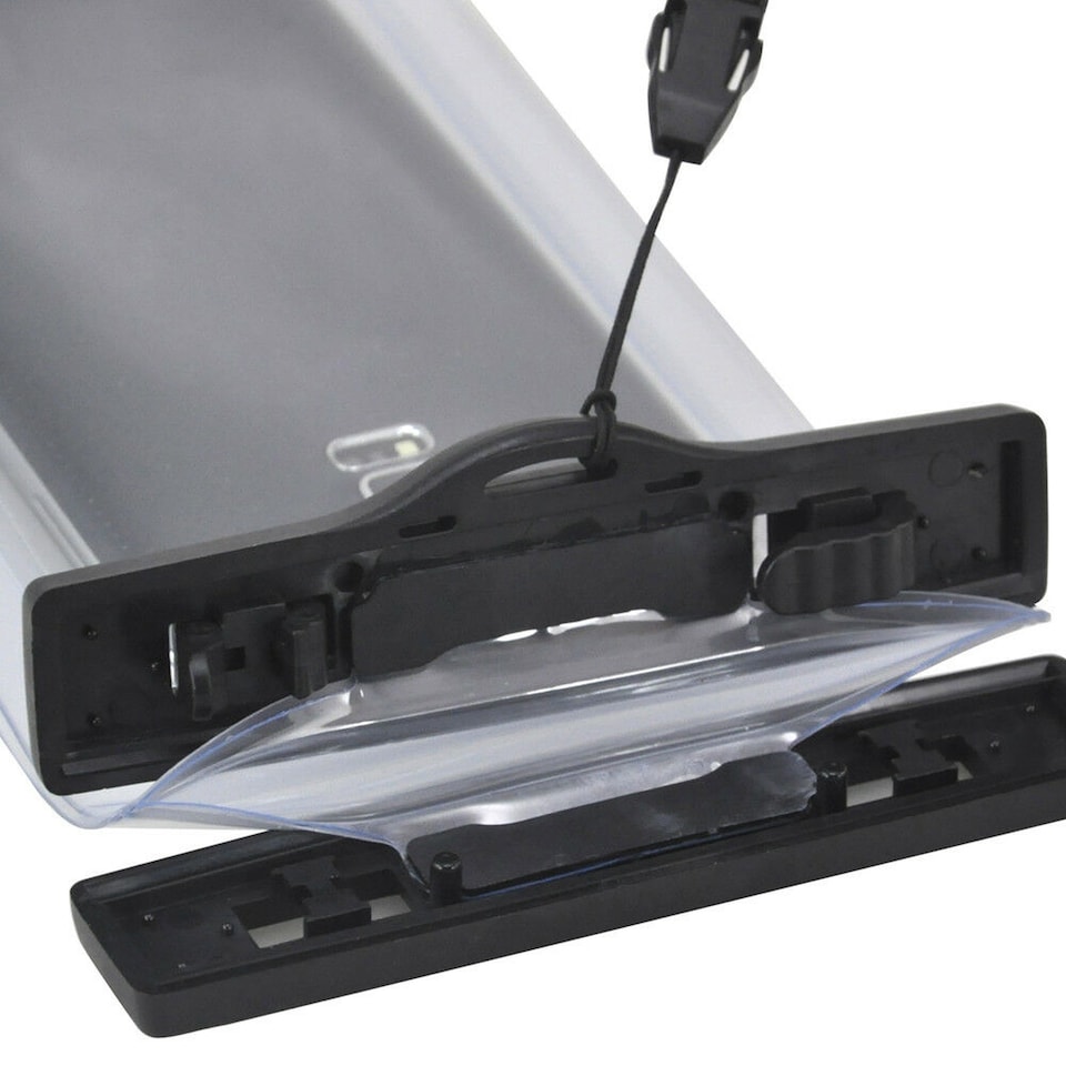image 1 of Universal Large Waterproof Underwater Phone Case 6 Inch Touchscreen Mobile Pouch Dry Bag with Lanyard Armband Compass Clear Window
