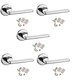 image 1 of Golden Grace 5 Sets Leon Design Door Handles Lever on Round Rose in Polished Chrome Finish with Latch Set, 1 Pair 3" Hinges & 2.5" Tubular Latch Chrome