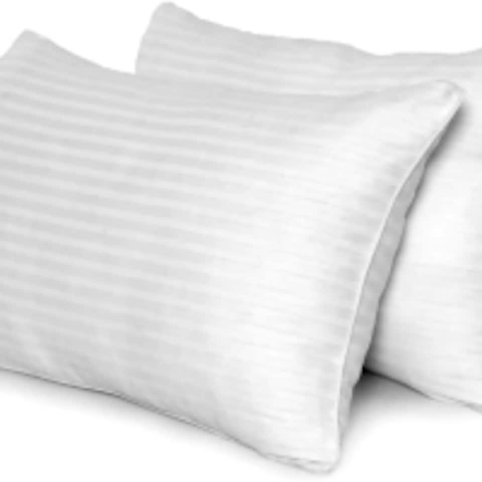 image 1 of Ultra Bounce Pillow, Hollowfibre Filling, Satin Stripe Case, Standard -Pack of 2