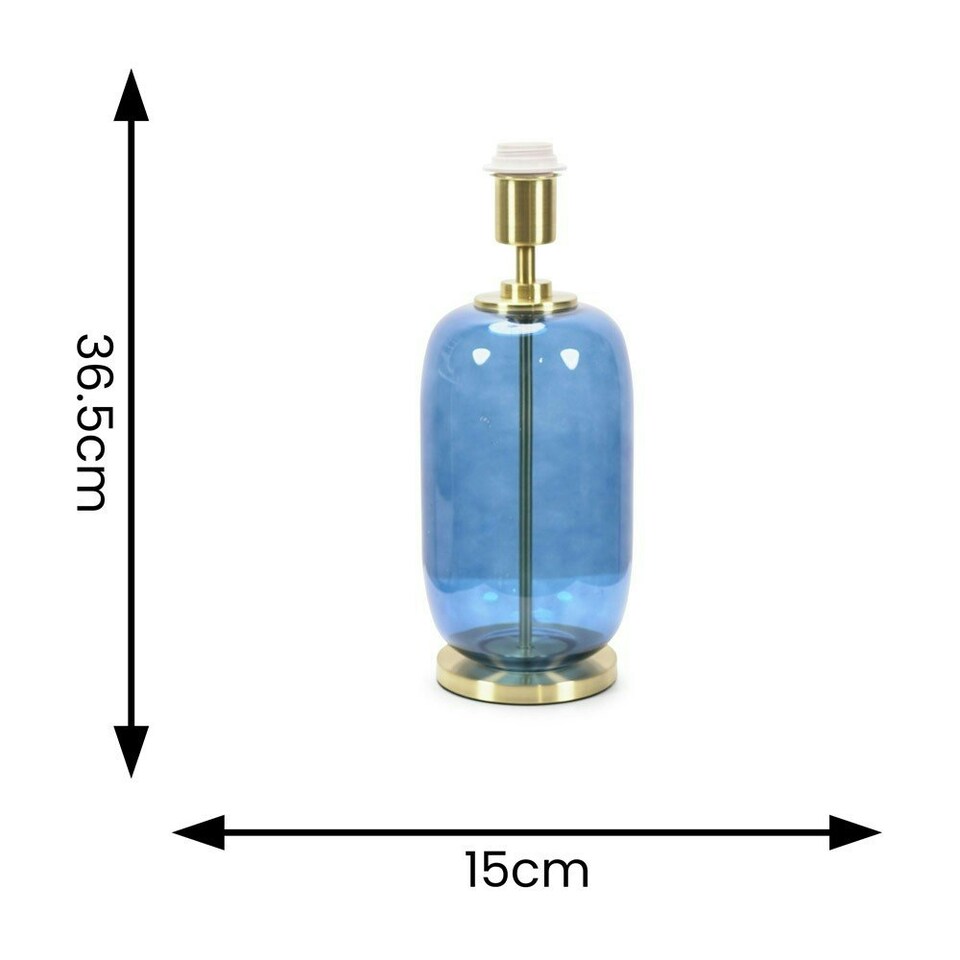 image 1 of ValueLights Leigh Navy Blue Glass and Gold Detail Table Lamp Base White