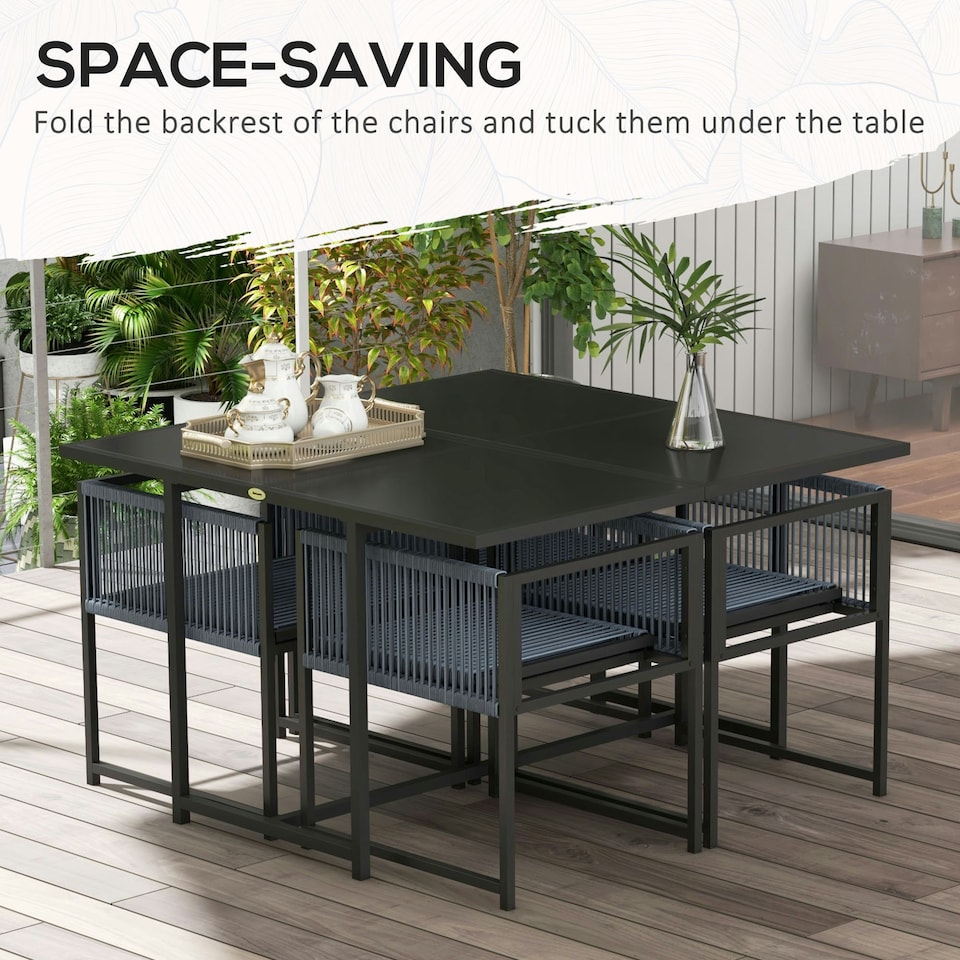 image 1 of Outsunny 5 Pieces Patio Dining Set with Foldable Back for Poolside