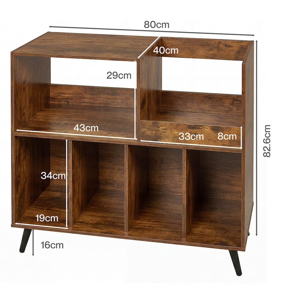 image 1 of Levede Record Player Stand 300+ Album Storage Turntable Cabinet Rubber Wood