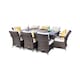 image 1 of Arizona Fire Pit 8 Seater Rectangle Rattan Dining Set | Brown | Brown