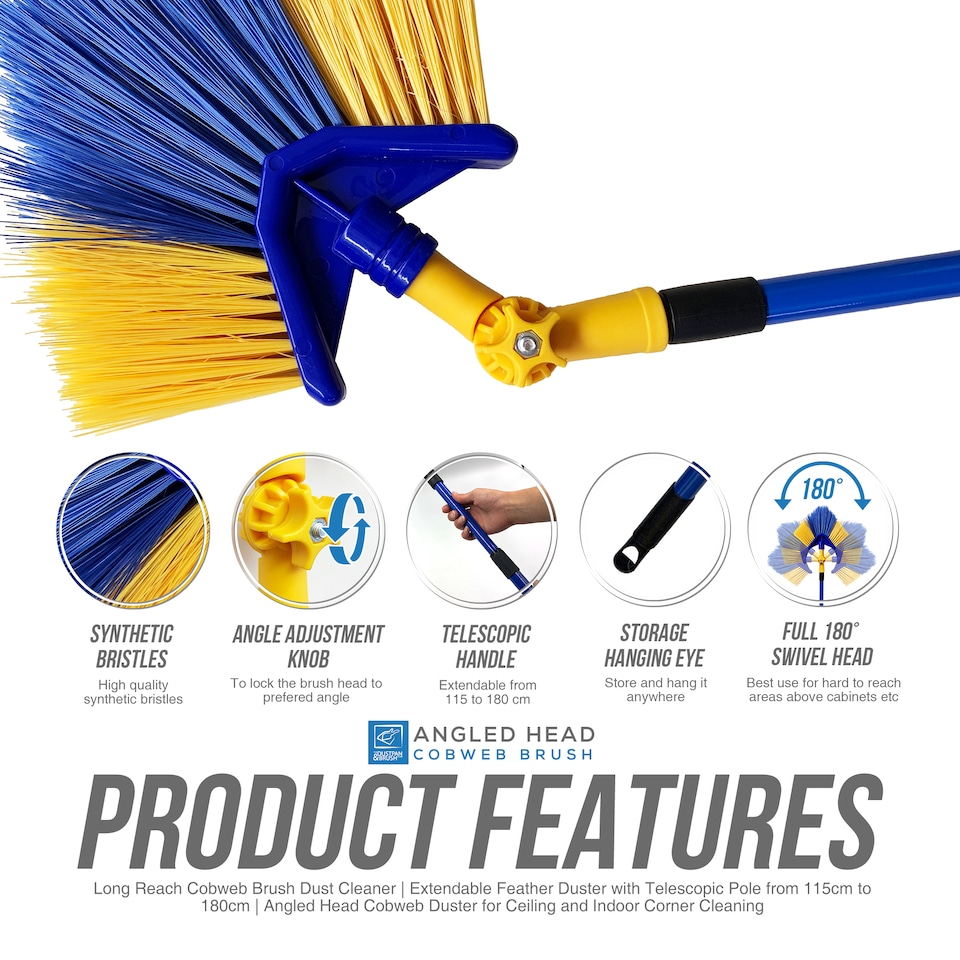image 1 of Long Handle Angled Cobweb Brush Duster For Cleaning