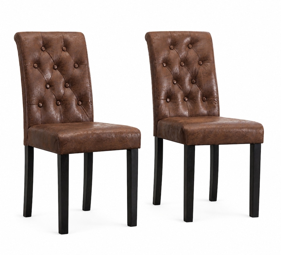 image 1 of MCC Direct Set of 2 Fabric Linen Button Back Kitchen Dining Chairs