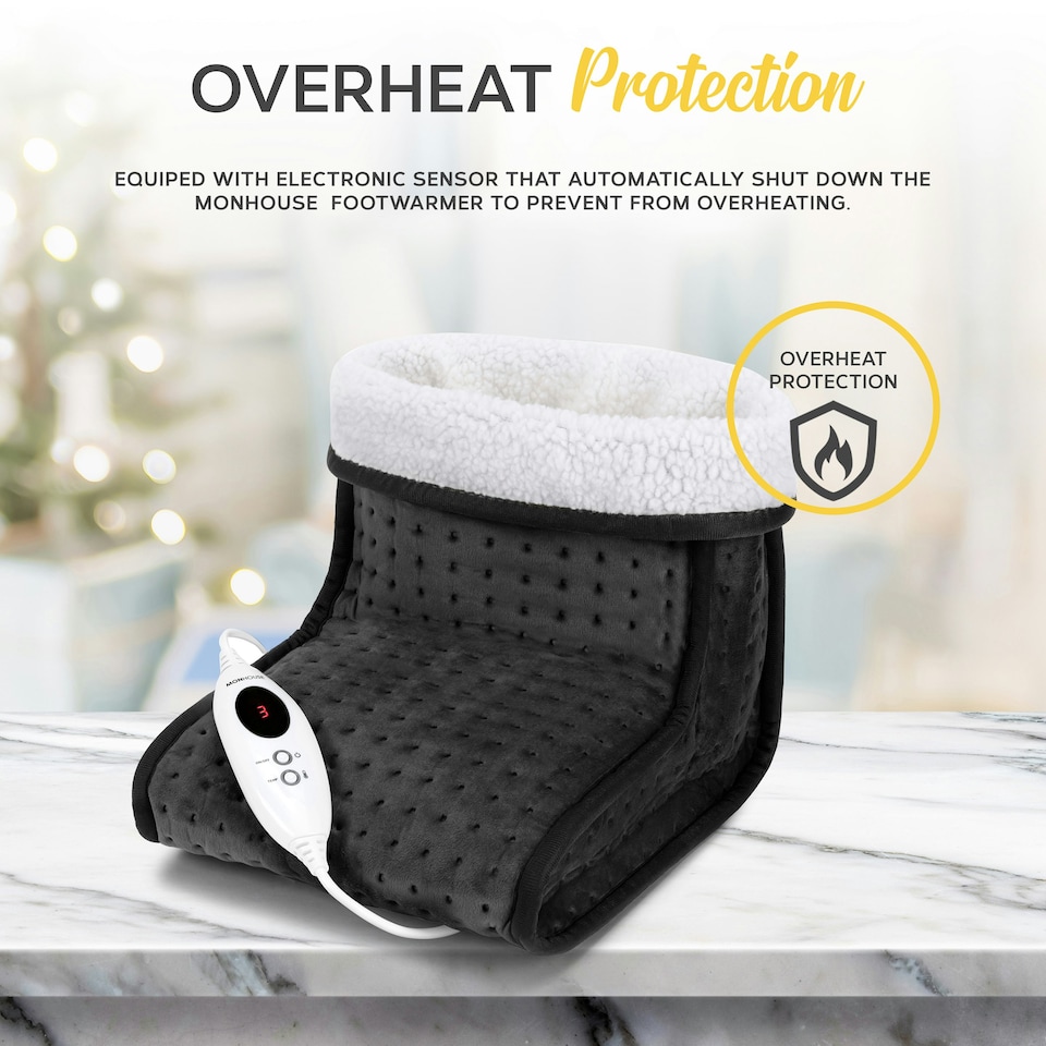 image 1 of MONHOUSE Electric Foot Warmer - Cold Feet Warmers for Home Use and Office Under Table Desk - Soft and Breathable Heating Pad - Comfort Heat Therapy - Dark Grey