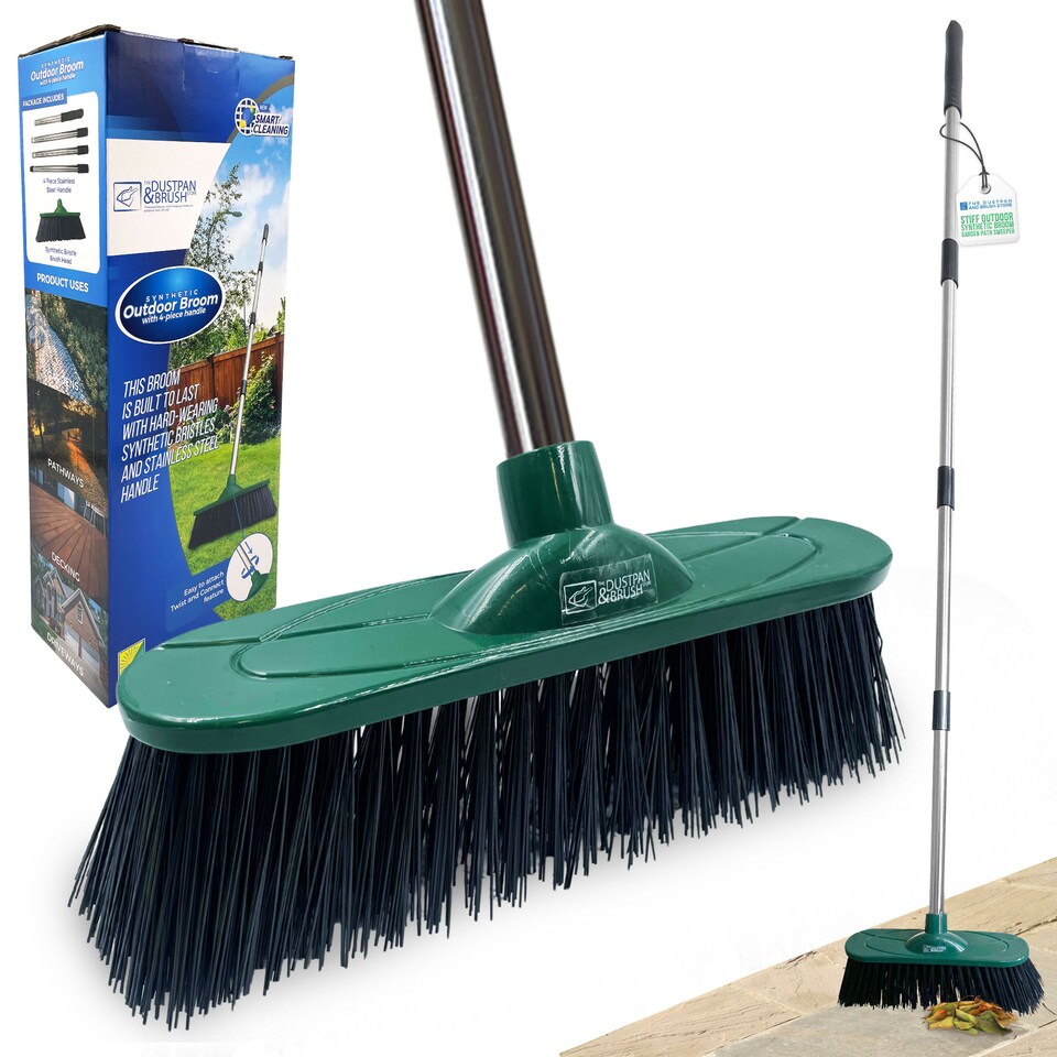 image 1 of 10" Outdoor Broom Garden Yard Brush with Metal Handle