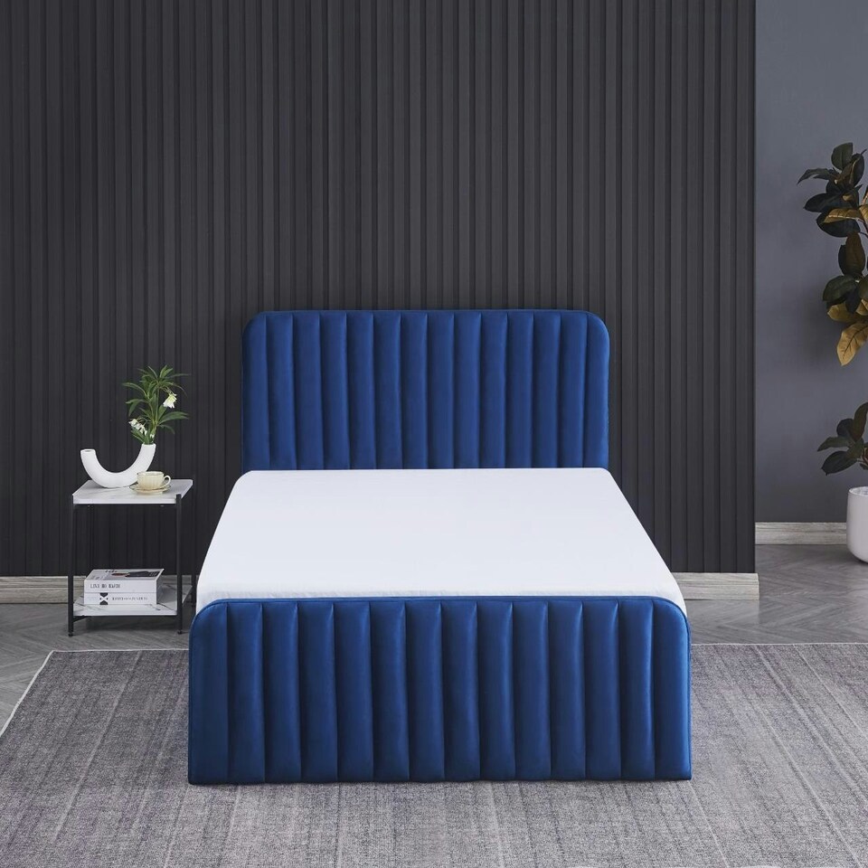 image 1 of Ottoman Storage Bed blue 4ft Double velvet bed gas lift up Storage Bed bedroom furniture