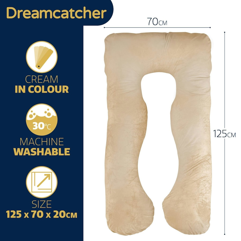 image 1 of Dreamcatcher U-Shaped Pregnancy Pillow Maternity Nursing Support Cushion Cream | Cream | Cream | One Size | 1