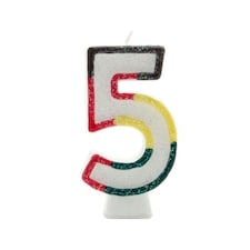 Kaleidoscope Glitter Double Sided 5th Birthday Candle - Multicoloured - One Size