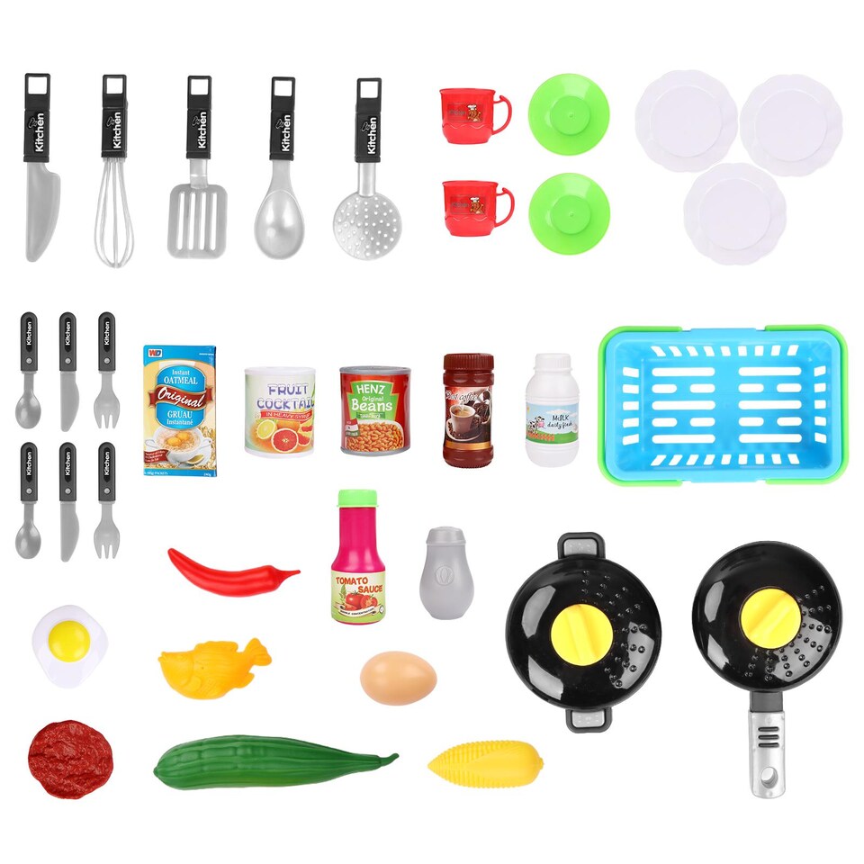 image 1 of My Little Chef Kitchen Play Set – 30 Accessories | Light & Sound Features (Red)