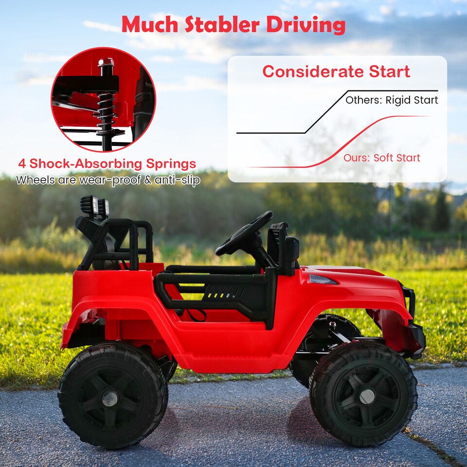 image 1 of COSTWAY 12V Battery Powered Kids Ride On Truck Red