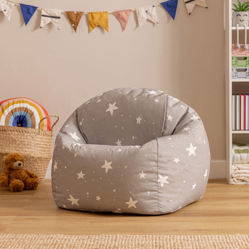image 1 of icon Kids Starry Skies Bean Bag Chair Grey Childrens Bean Bags