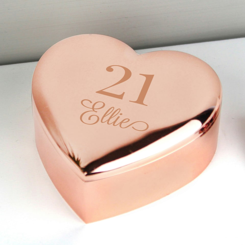 image 1 of Personalised Big Age Rose Gold Heart Trinket Box
