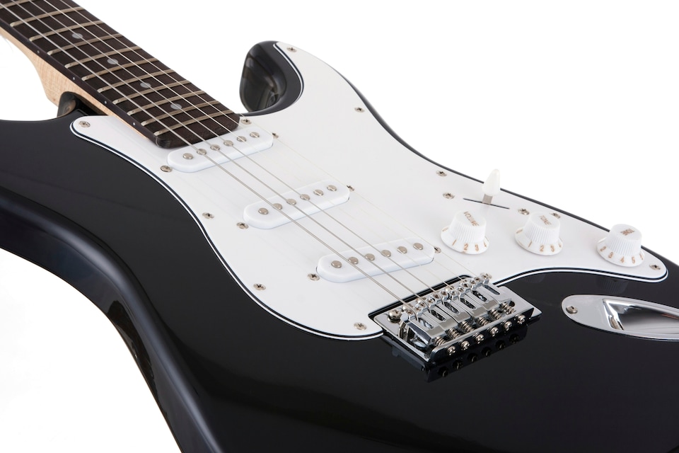 image 1 of RockJam Electric Guitar Kit with 10-Watt Amp, Gig Bag & Lessons | Black