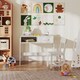 image 4 of COSTWAY Kids Desk and Chair Set with Drawer White