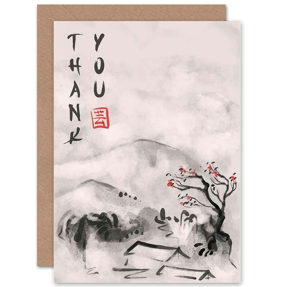 image 1 of Japanese Tree Winter Snow Ukiyo E Thank You Card