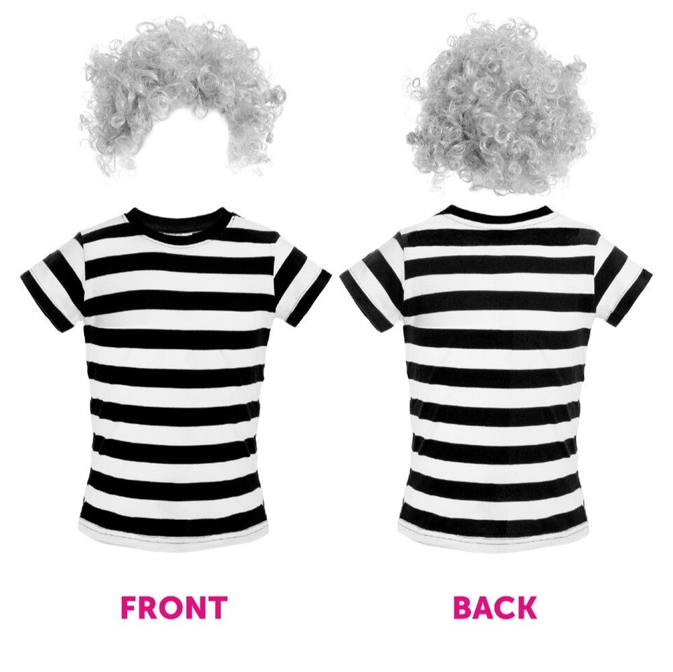 image 1 of Grandma Burglar Costume - Short Sleeve Top, Walking Stick & Accessories | Black | L