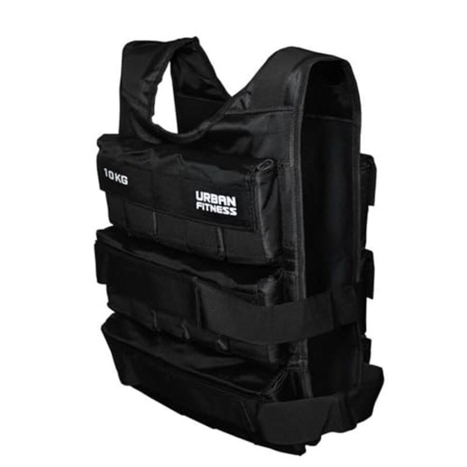 image 1 of Urban Fitness Adjustable Weighted Vest, Fully Adjustable Weight For Men Women, Running Workout Walking Strength Training Fitness Cardio, Weight Loss, Home Gym Equipment, Black, 10kg