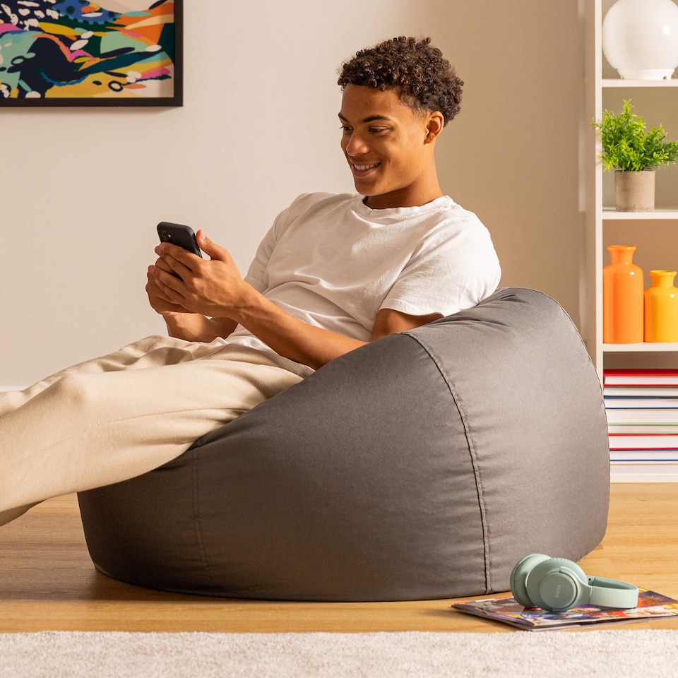 image 1 of Adult Classic Beanbag Outdoor Waterproof Bean bags Ready Filled - Slate Grey, 2 Pack
