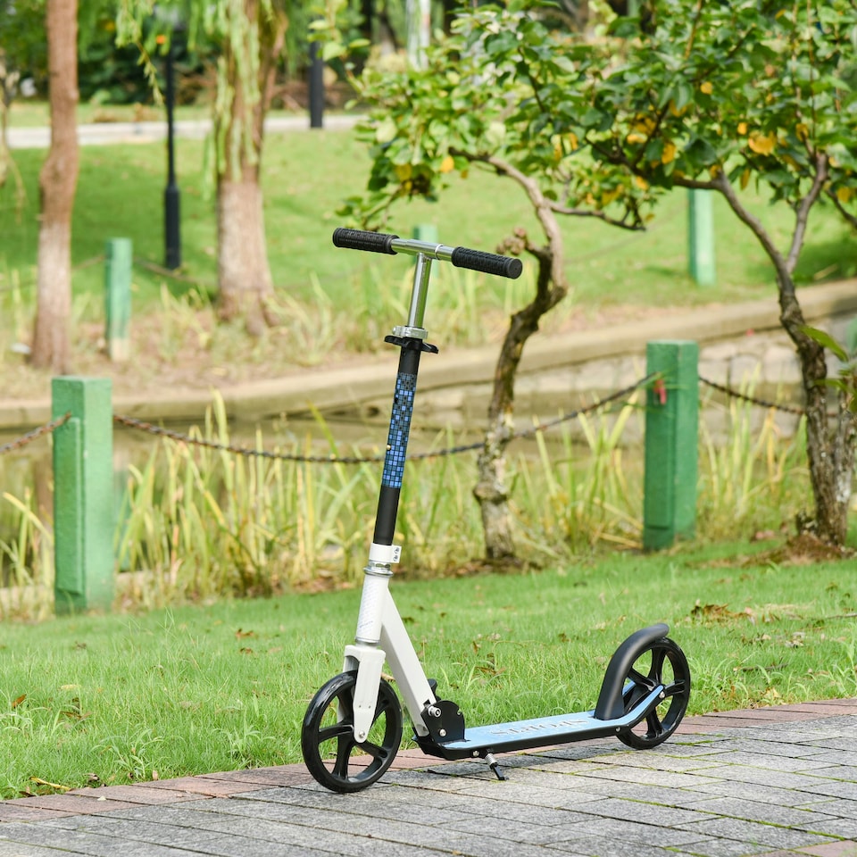 image 1 of HOMCOM Kick Scooter Commuter Adjustable Height Wheels Foldable Aluminium White
