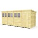 image 1 of 16 x 7 Feet Pent Shed - Single Door With Windows - Wood - L214 x W474 x H201 cm Brown