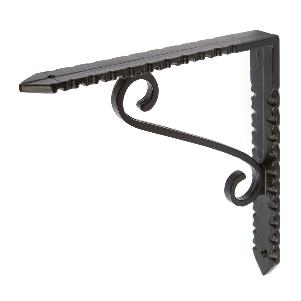 image 1 of Hammer & Tongs Notched Scroll Iron Shelf Bracket - D150mm - Black