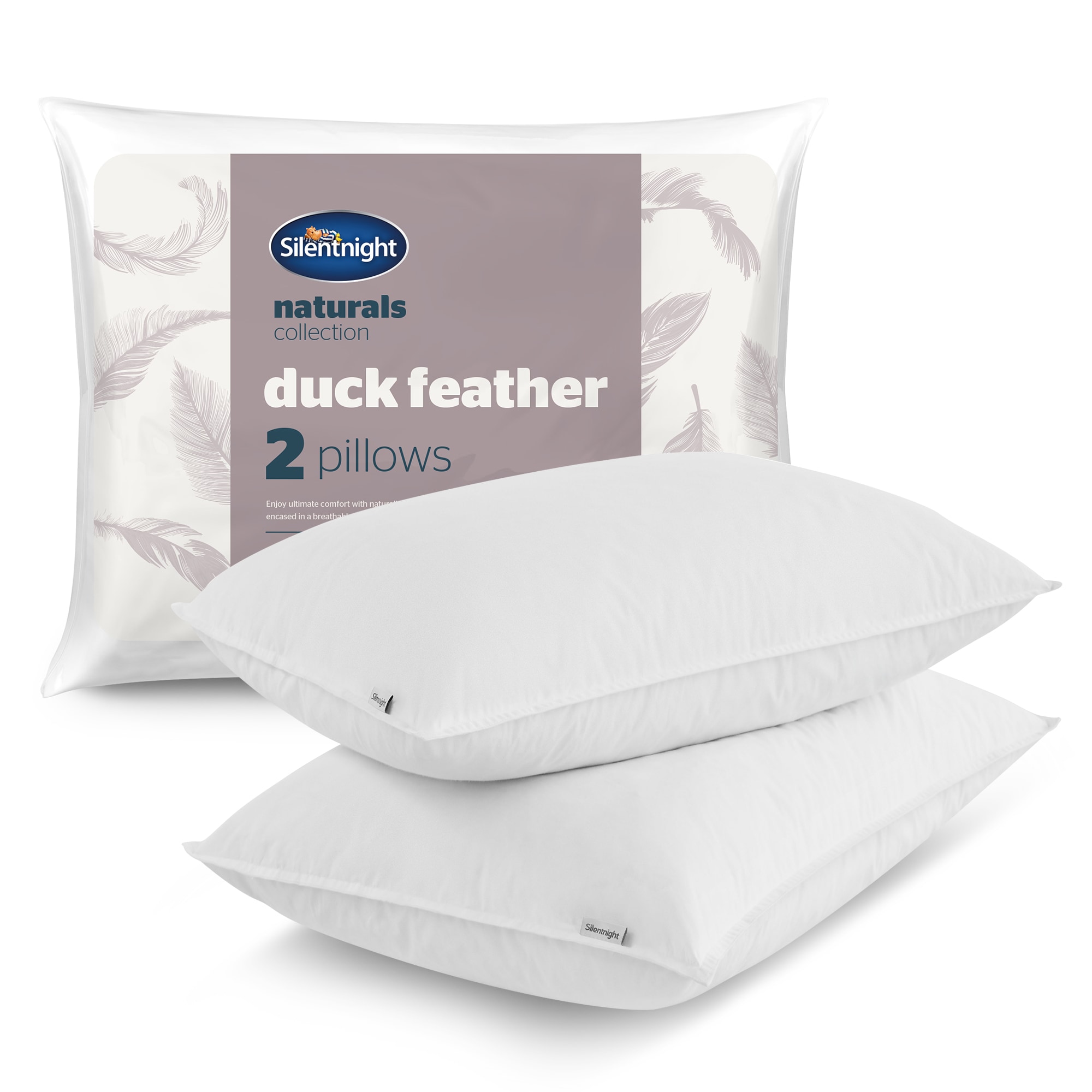 Silentnight Natural Duck Feather Pillows - 2 Pack
