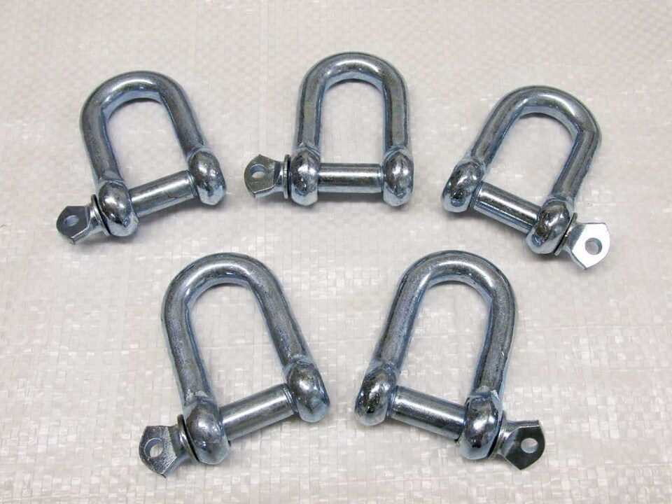 Dee Shackle Screw Pin Galvanised 10MM X5 (Commercial Chain Connector Caravan Tether)