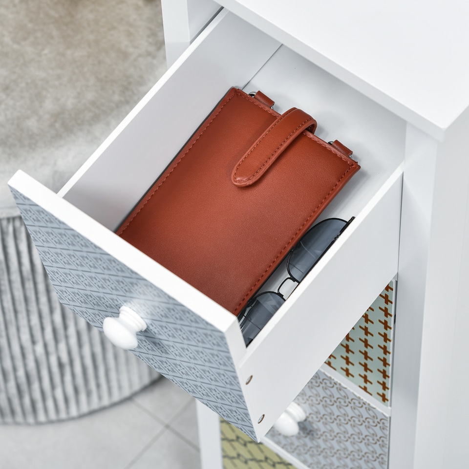 image 1 of HOMCOM Chest of Drawers, 4 Drawer Dresser, Storage Organizer Toilet Tissue Cabinet for Bedroom, Bathroom