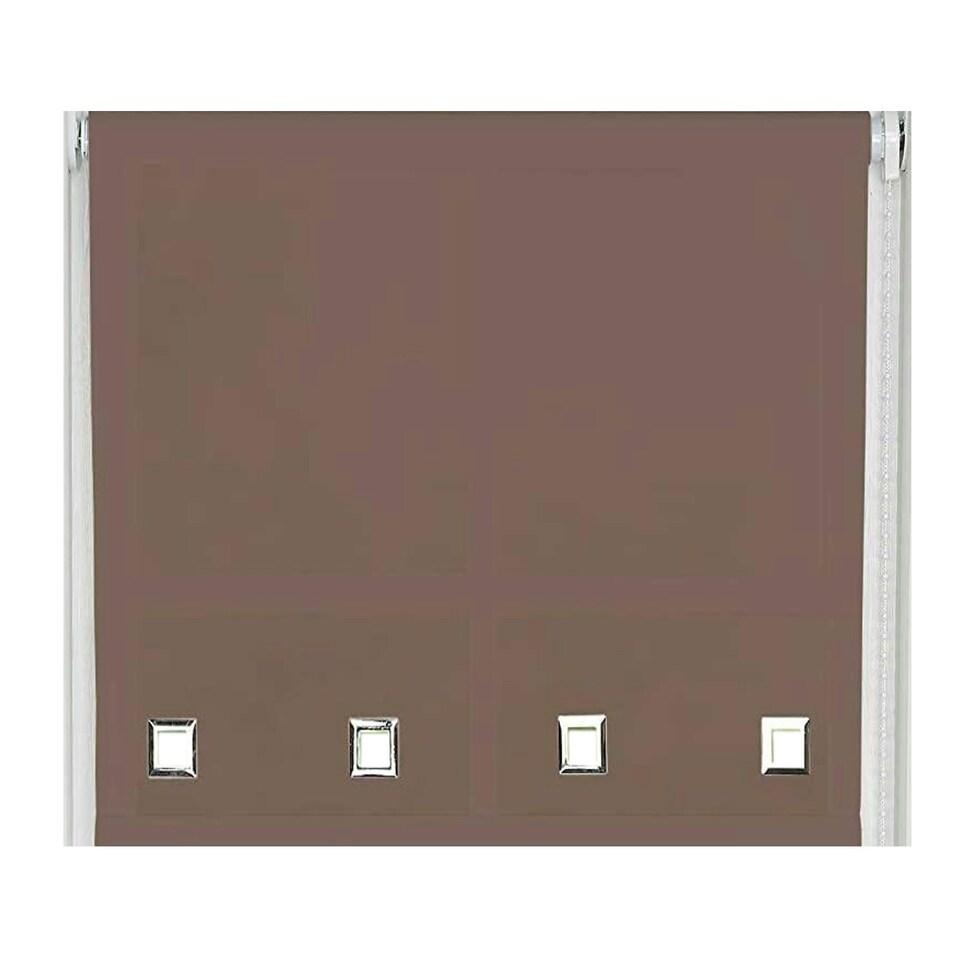 image 1 of 110cm Mocha Square Eyelet Edge Roller Blind | Brown | Brown