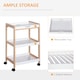 image 3 of HOMCOM 3-Tier Mobile Kitchen Trolley Cart Storage Shelves Rack Rolling Wheels White 46 x 35 x 74.5 cm
