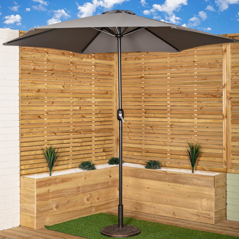 image 1 of Samuel Alexander 2.7m Havana Garden Patio Parasol with Crank Handle in Grey | Grey | Grey