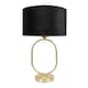 image 4 of ValueLights Antonia Black Velvet Drum Lamp Shade Brushed Gold Oval Table Lamp Gold