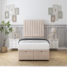 Sloomy Kansas Sand Naples Ottoman Bed Base With 26" Strutted Headboard 5' King | Cream | Sand | King | 1