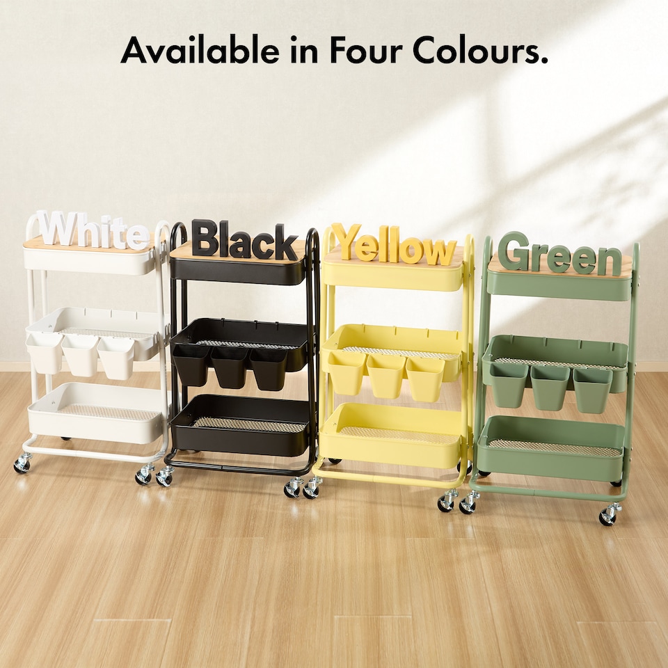 image 1 of Vonhaus Storage Trolley 3 Tier Bathroom & Kitchen Storage